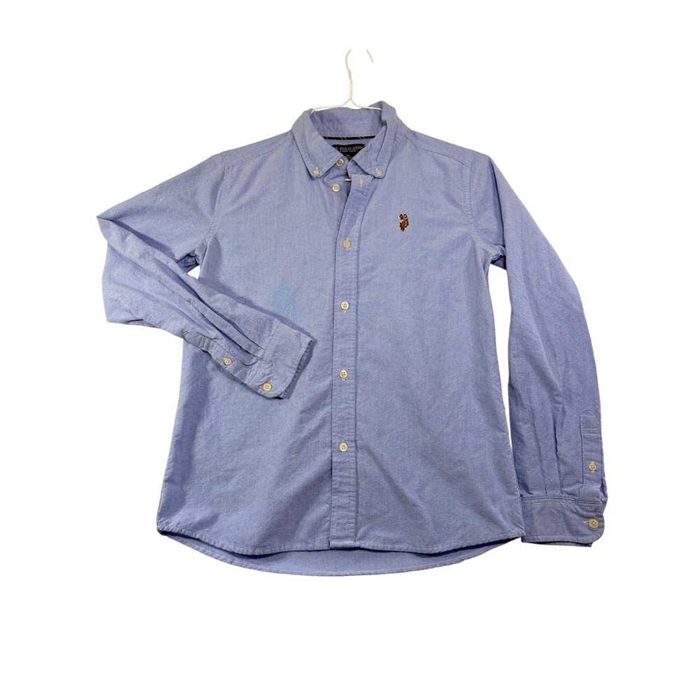 U.S. Polo Assn. Men's XL Blue Chambray Button Down Long Sleeve Shirt Horse Logo